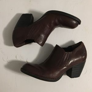 Born dark brown leather boots